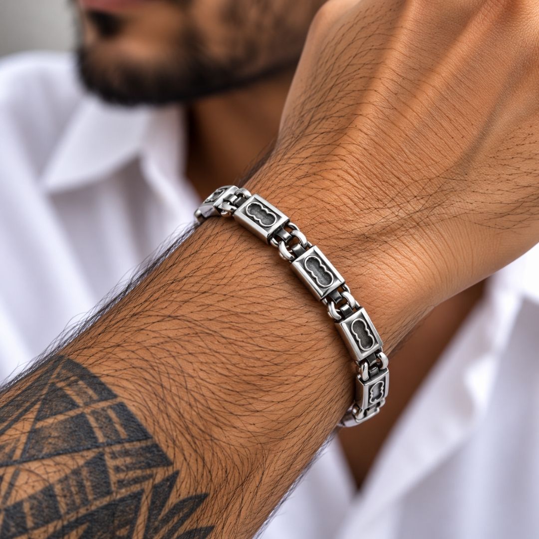 Trefoil Link Sterling Silver Bracelet