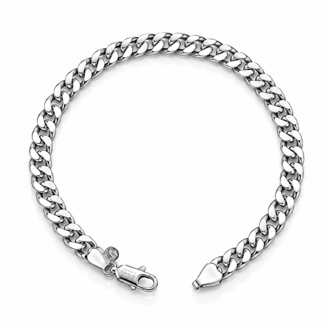 Sleek Cuban Curb Sterling Silver Bracelet