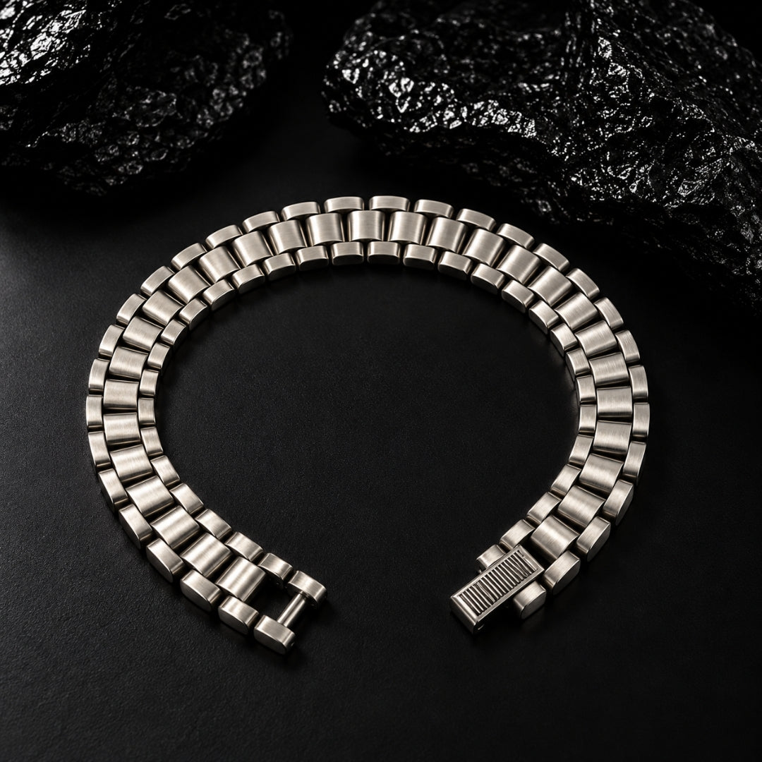 Rectangular Panel Sterling Silver Bracelet
