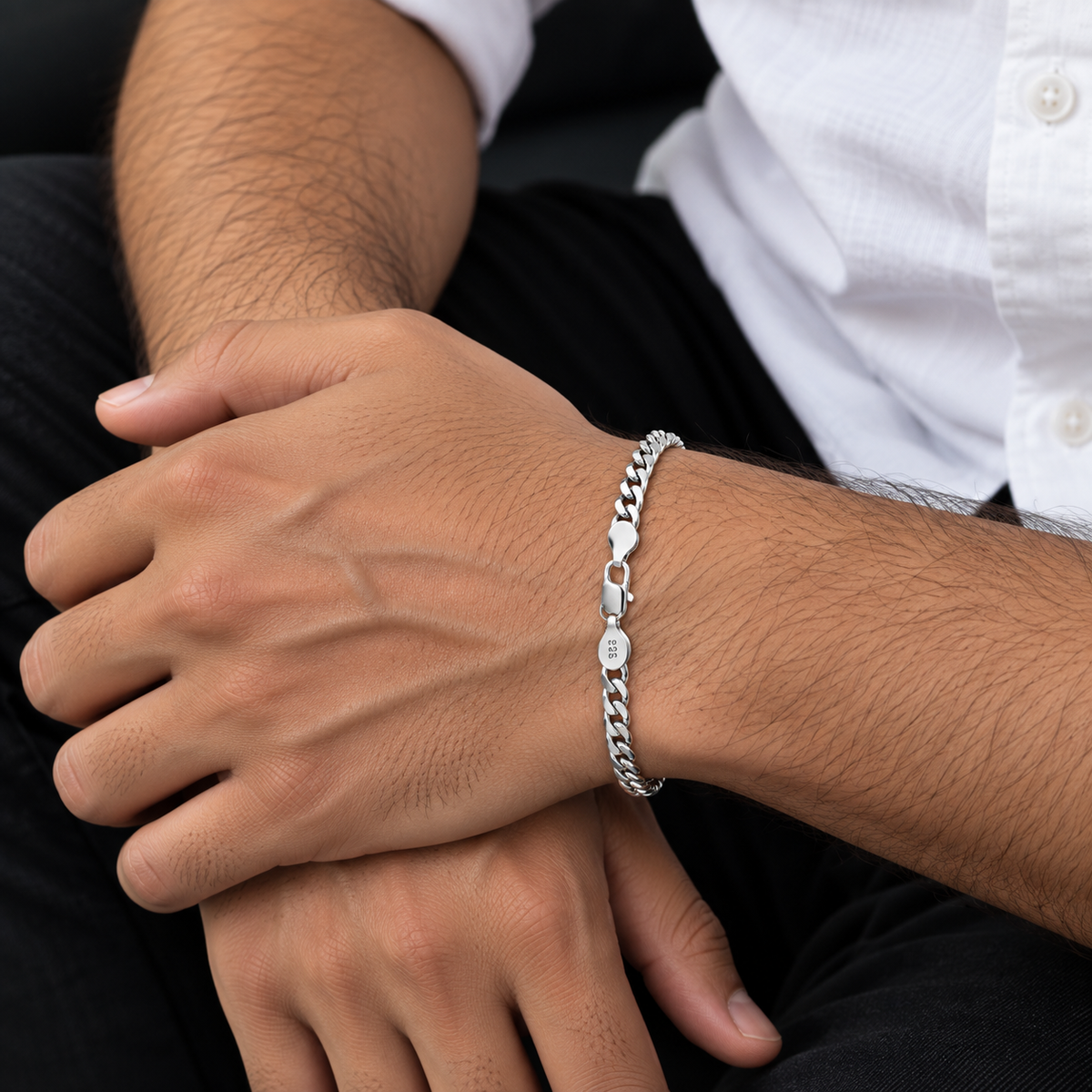 Curb Link Sterling Silver Bracelet