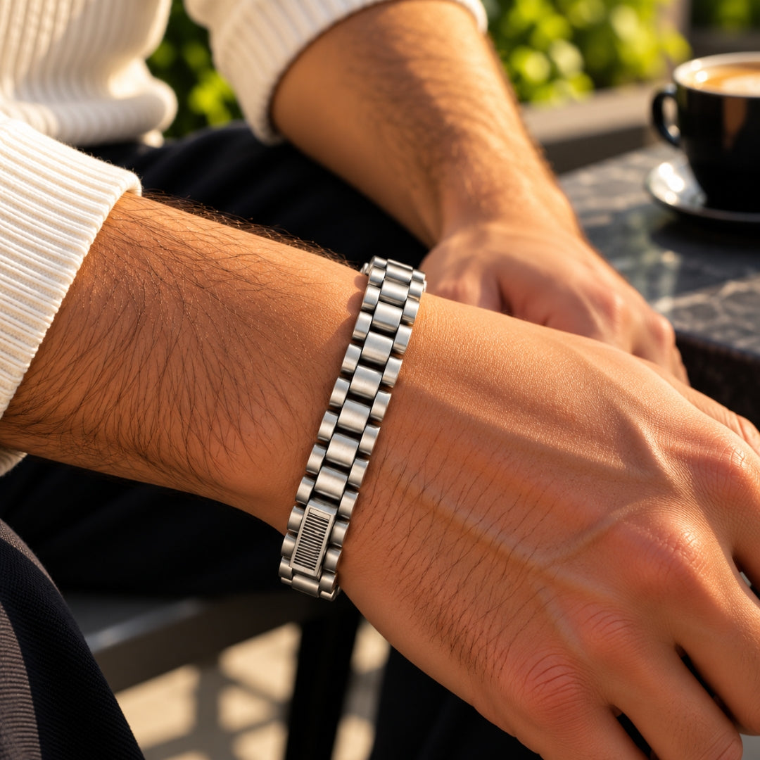 Rectangular Panel Sterling Silver Bracelet