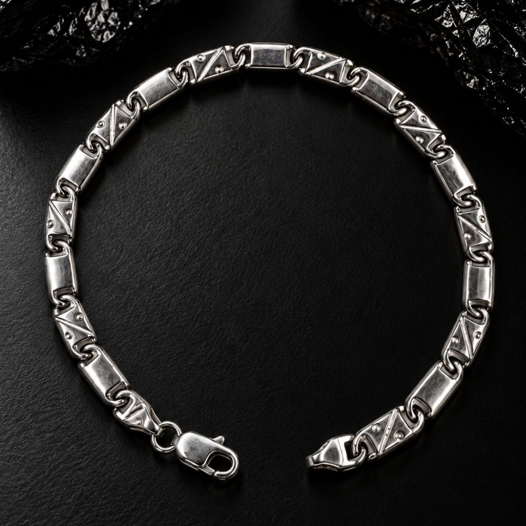 Forge Geometric Link 925 Sterling Silver Bracelet