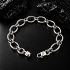Double-Rim Oval Link Sterling Silver Bracelet