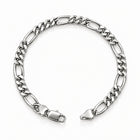 Alternating Curb Oval Sterling Silver Bracelet