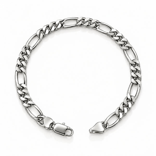 Alternating Curb Oval Sterling Silver Bracelet