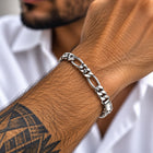 Alternating Curb Oval Sterling Silver Bracelet