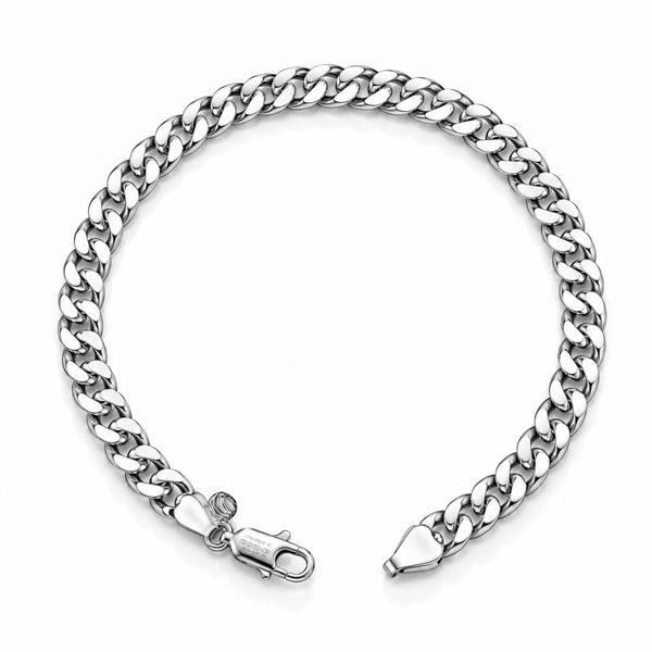Sleek Cuban Curb Sterling Silver Bracelet