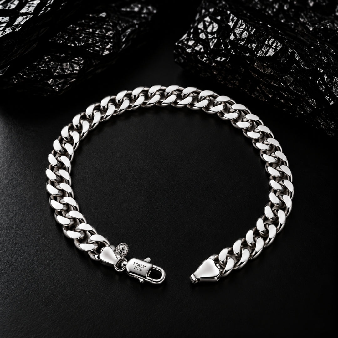 Sleek Cuban Curb Sterling Silver Bracelet