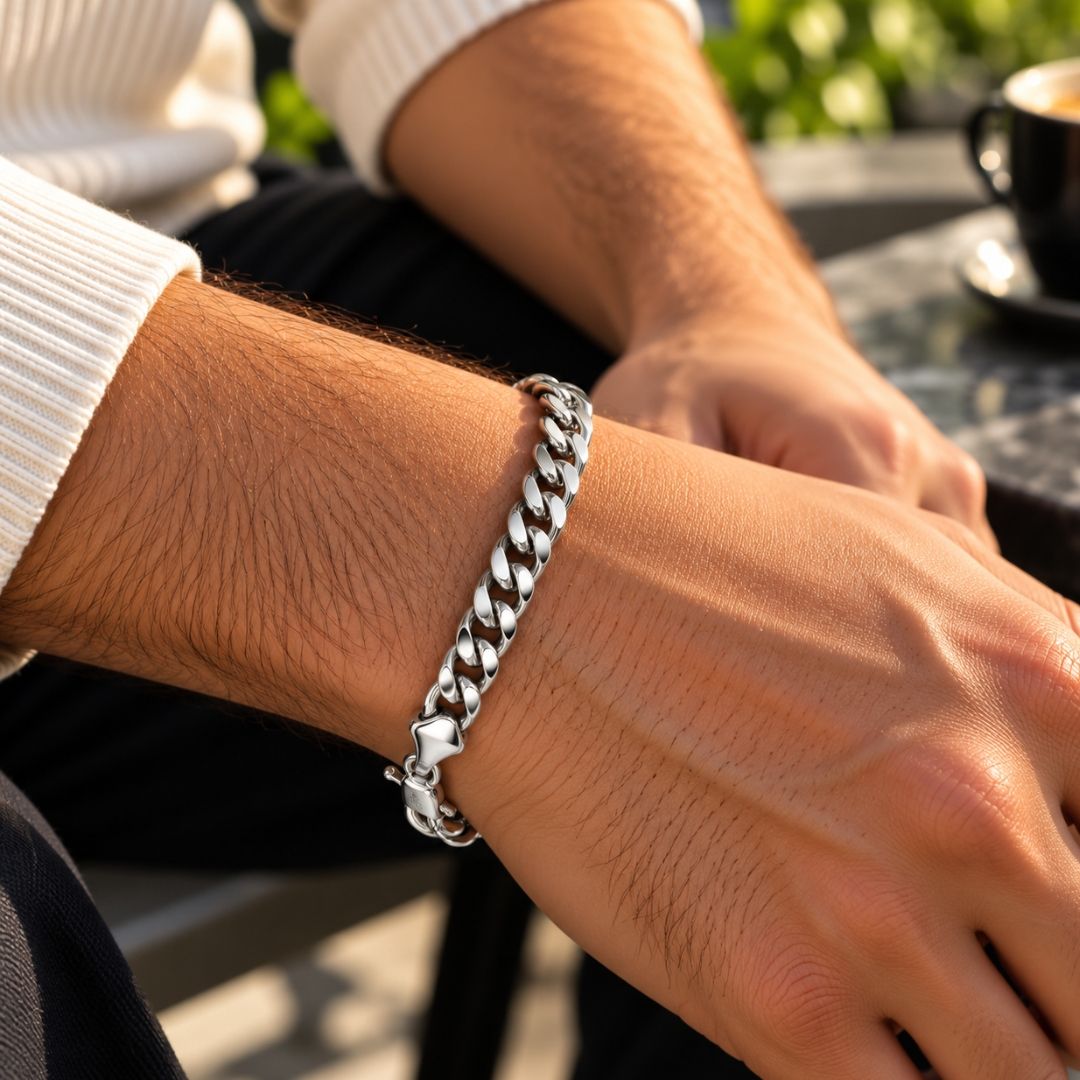 Sleek Cuban Curb Sterling Silver Bracelet