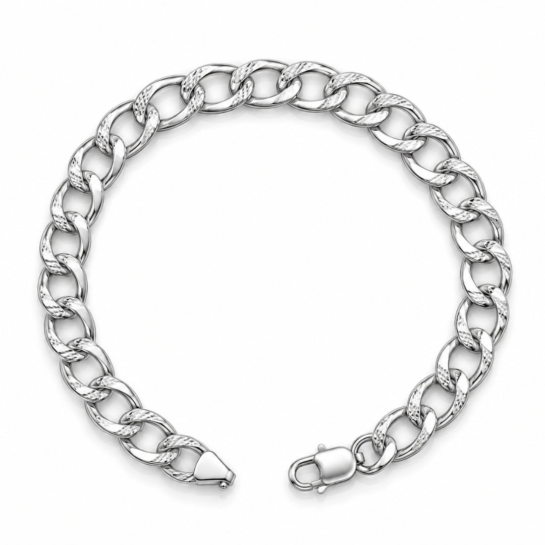 Sculpted Curb Link Sterling Silver Bracelet