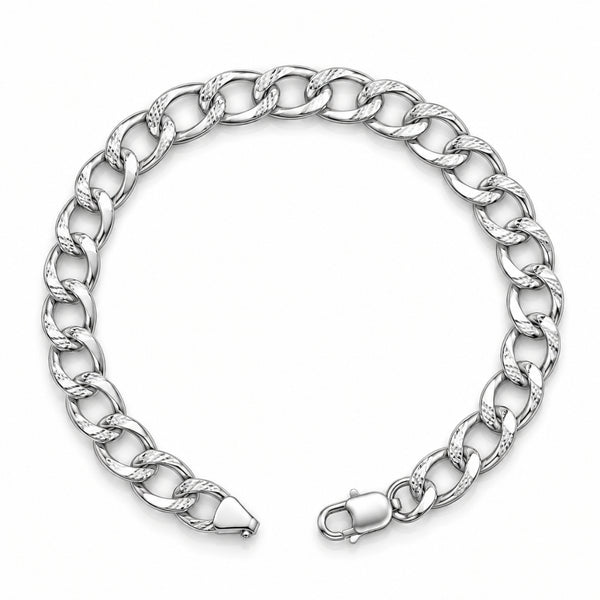 Sculpted Curb Link Sterling Silver Bracelet