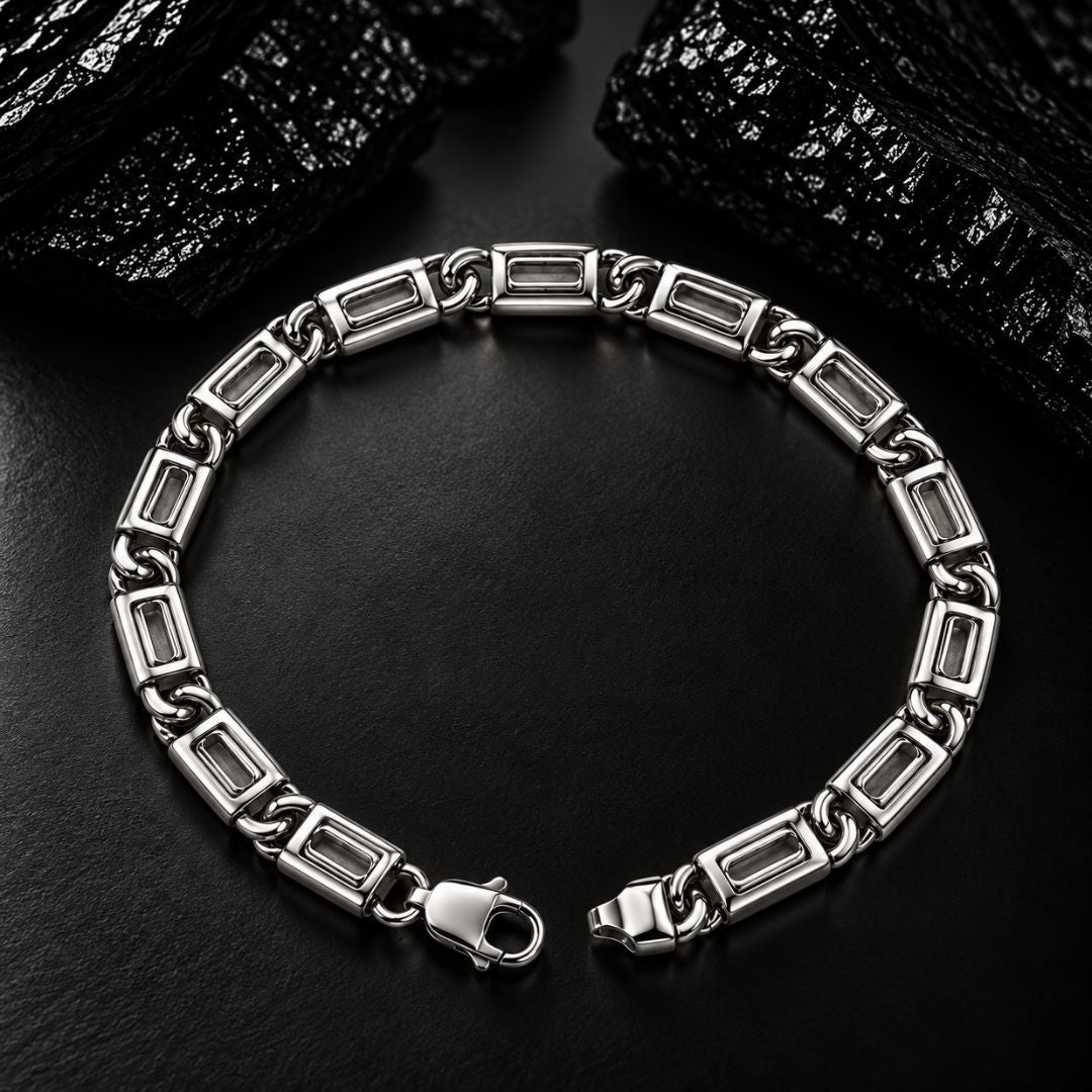 Cadence Geometric Link 925 Sterling Silver Bracelet