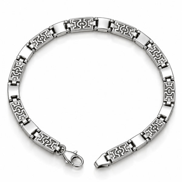 Greek Key Link Sterling Silver Bracelet
