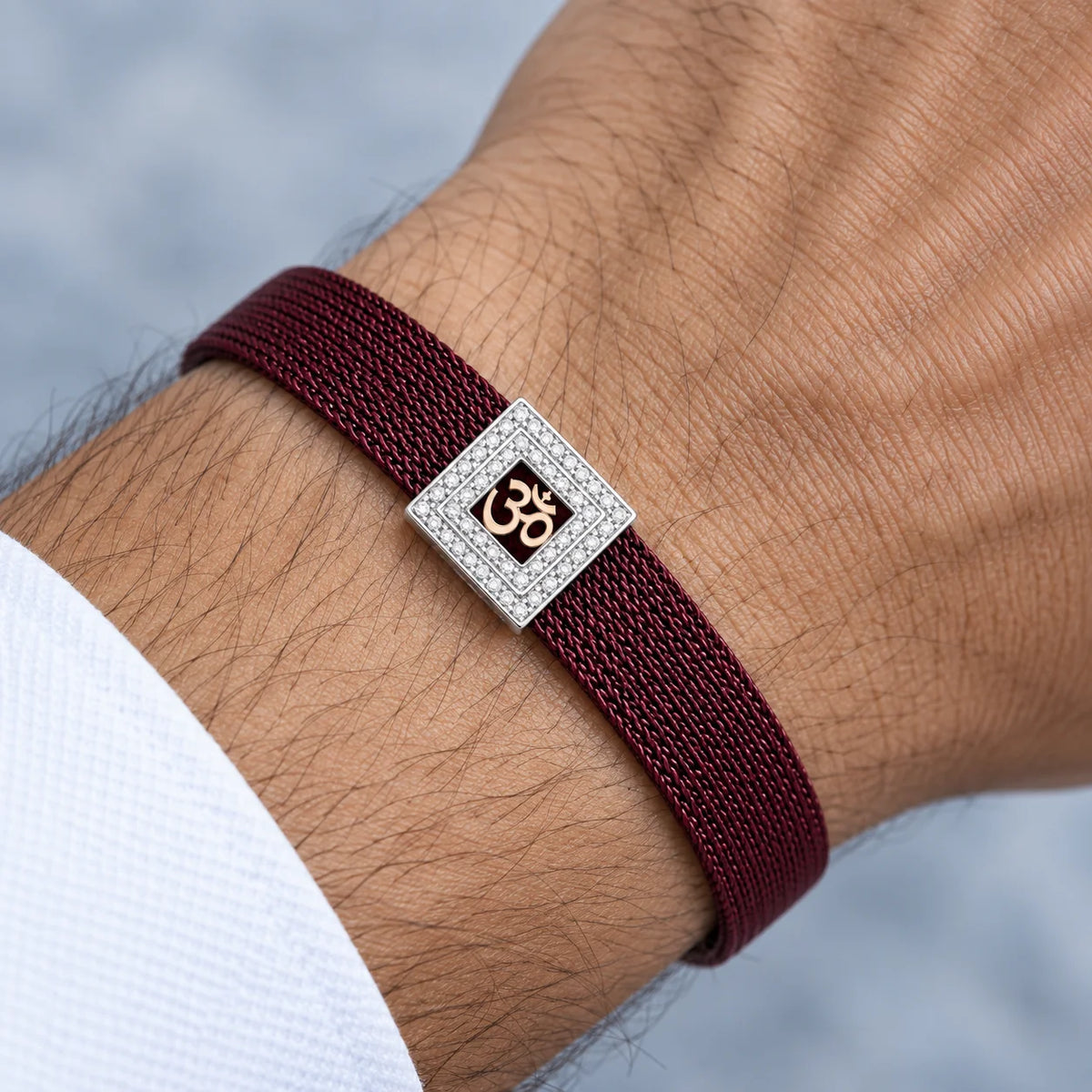 Om Radiance Mesh Sterling Silver Bracelet