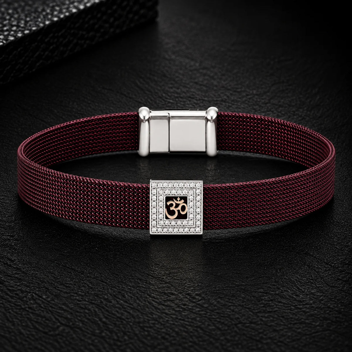 Om Radiance Mesh Sterling Silver Bracelet