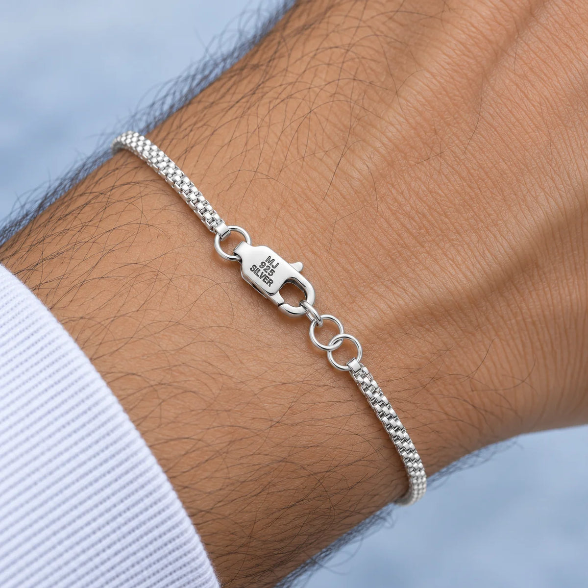 92.5 Sterling Silver Box Chain Bracelet