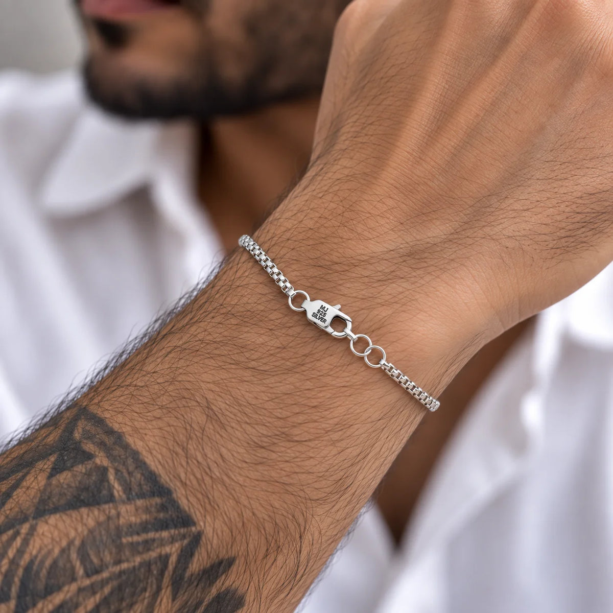 92.5 Sterling Silver Box Chain Bracelet