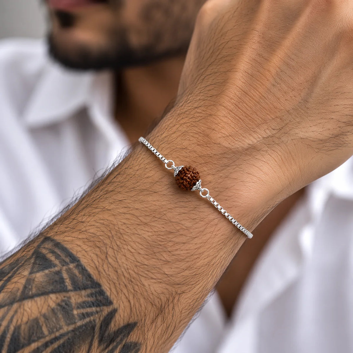 Rudraksha Sterling Silver Bracelet